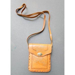 Tooled Costa Rica Coin Purse Passport Pouch Small Shoulder Leather Bag Souvenir